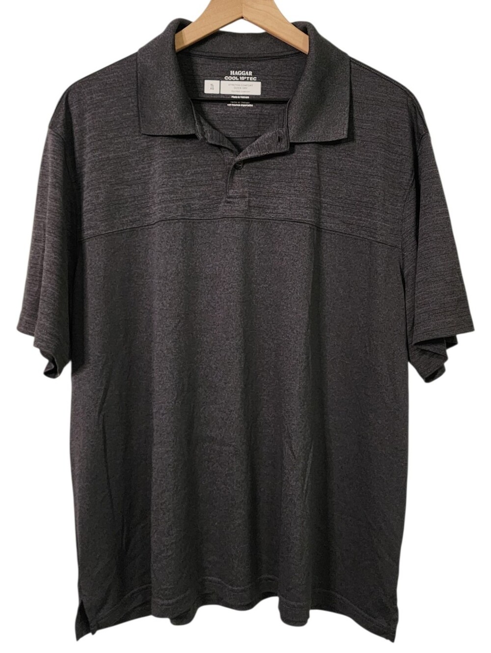 Haggar Mens XL Cool 18 Tec Stretch Comfort Quick Dry Polo Shirt Gray